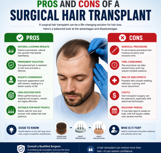 Pros and Cons of a Surgical Hair Transplant
